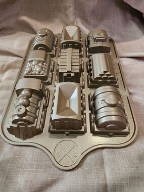 Nordic Ware Metallic Silver Train Cake Pan Mold